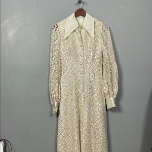 Vintage Cream Long Sleeve Dress